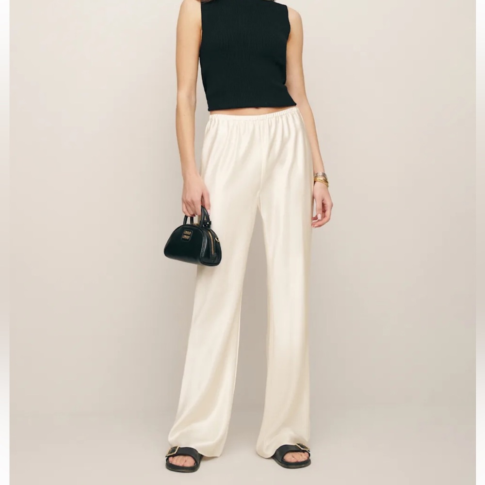 Reformation Gale Satin Pants Fior Di Latte NWT